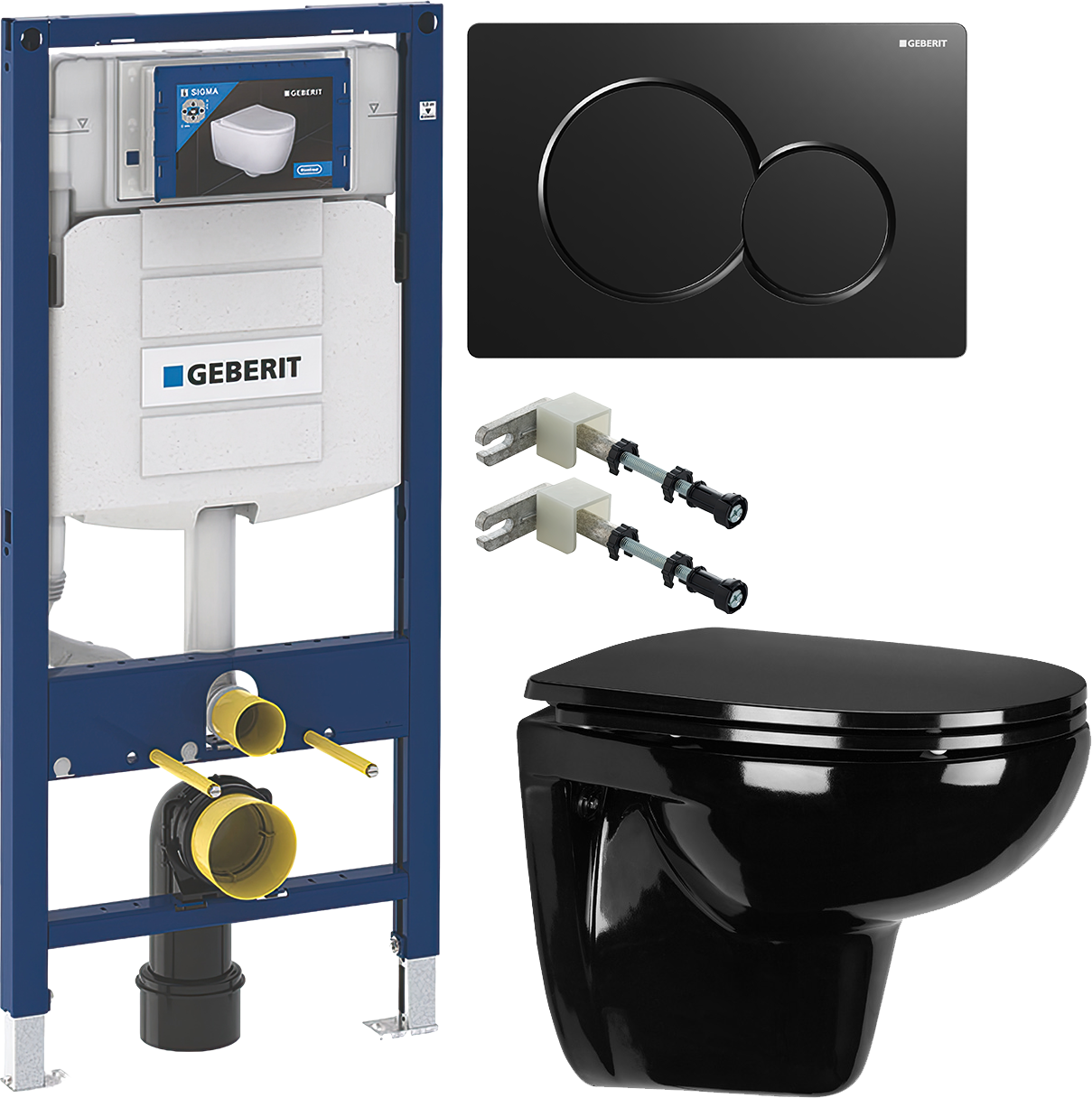 Комплект 4 в 1 Унитаз подвесной Wanfald Lauta 47374100005 + Инсталляция Geberit Duofix 111.300.00.5 + Крепления 111.815.00.1 + Кнопка Sigma 01 115.770.DW.5