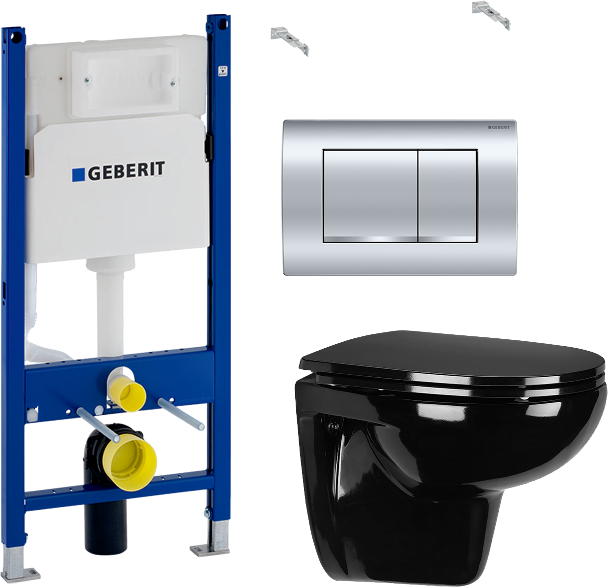 Комплект 2 в 1 Унитаз подвесной Wanfald Lauta 47374100005 + Инсталляция с кнопкой Geberit Duofix Delta 458.163.21.1 цвет хром