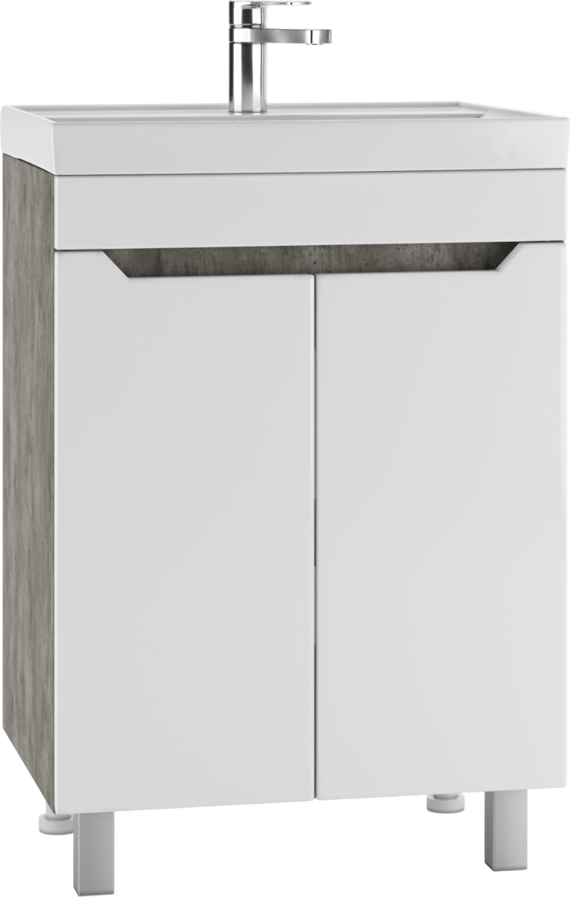 Тумба с раковиной Айсберг Мечта 60 напольная, белая, бетон