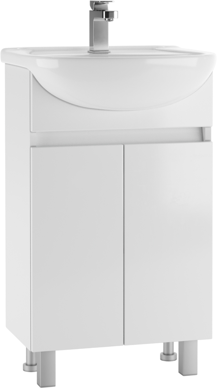 Тумба с раковиной Айсберг Норма Уют 50 напольная, 2 дверцы, белая