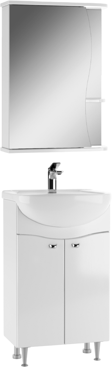 Мебель для ванной комнаты Айсберг Волна 50 напольная, 2 дверцы, белая