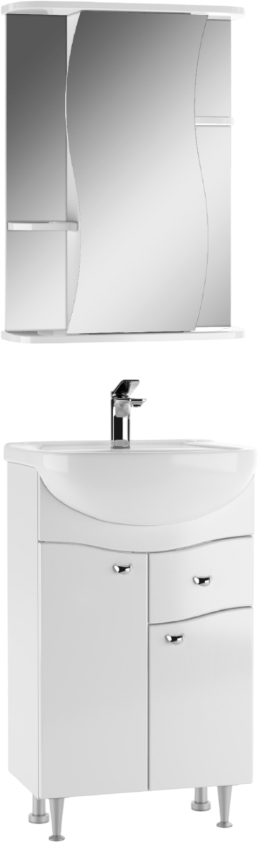 Мебель для ванной комнаты Айсберг Волна 50 напольная, 2 дверцы, 1 ящик, белая