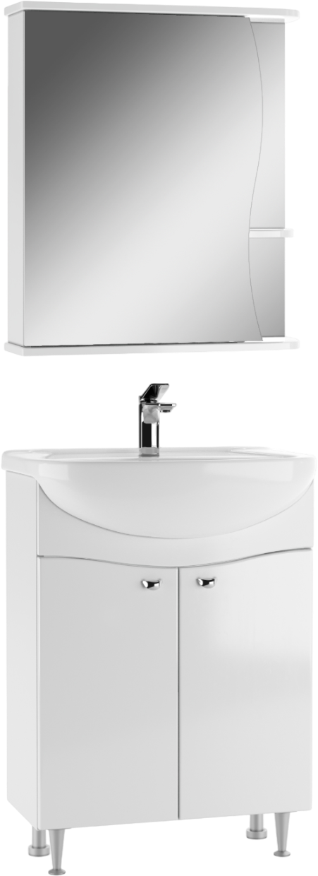 Мебель для ванной комнаты Айсберг Волна 60 напольная, 2 дверцы, белая