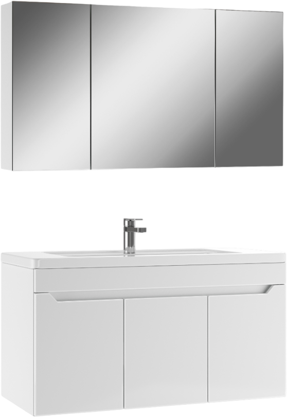 Мебель для ванной комнаты Айсберг Мечта 100 подвесная, 3 дверцы, белая