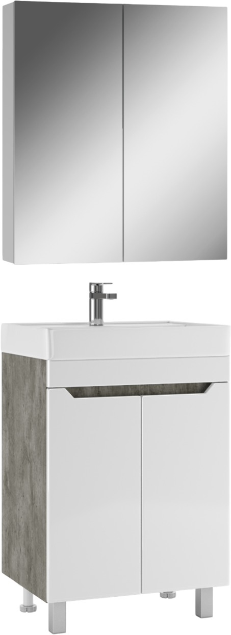 Мебель для ванной комнаты Айсберг Мечта 60 напольная, 2 дверцы, белая, бетон