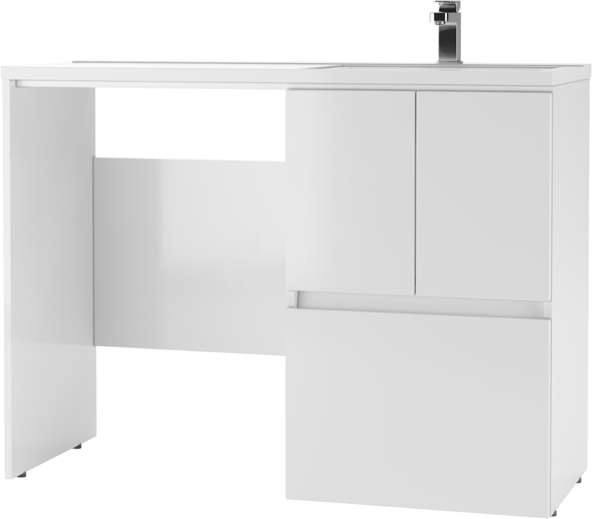 Тумба с раковиной Айсберг Норма 120 напольная, 2 дверцы, 1 ящик, под стиральную машинку, R, белая