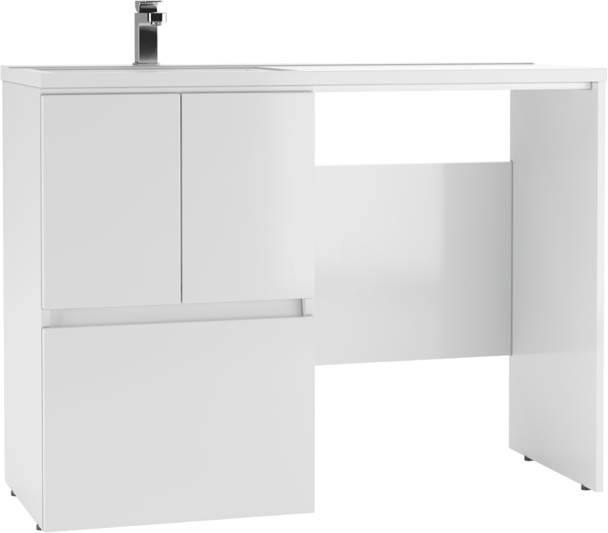 Тумба с раковиной Айсберг Норма 120 напольная, 2 дверцы, 1 ящик, под стиральную машинку, L, белая