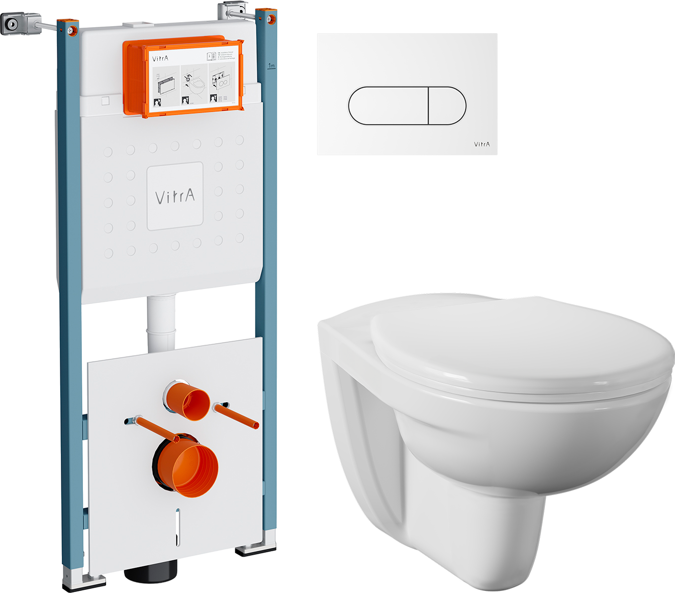 Комплект 3 в 1 Унитаз подвесной Norm Fit 6855B099-1777 + Сиденье 803-003-709 с микролифтом + Инсталляция VitrA V-Fix Core 732-5800-01PV