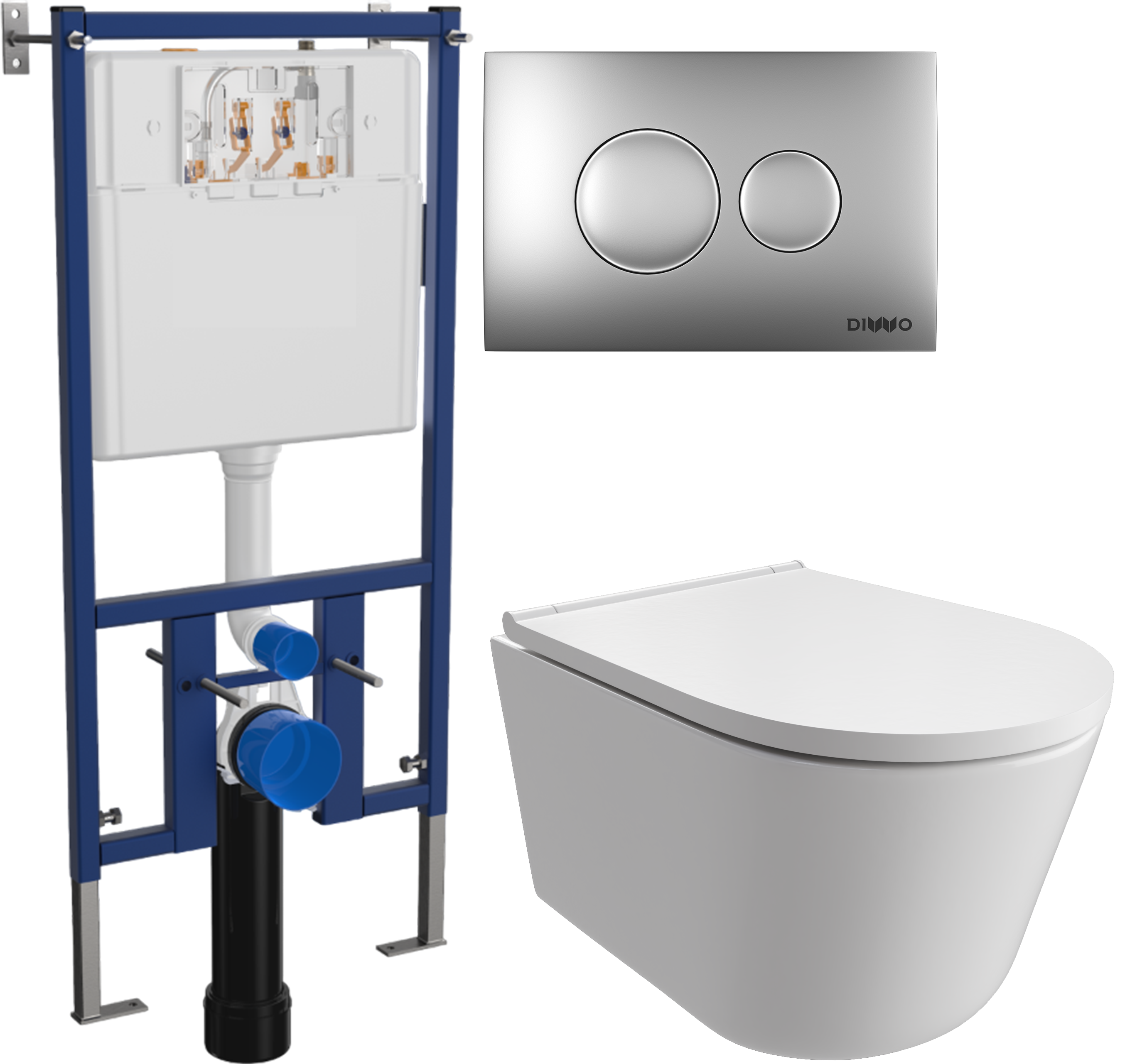 Комплект 3 в 1 Унитаз подвесной DIWO Архангельск 0800 + Инсталляция 4501 + Кнопка 7311 цвет матовый хром