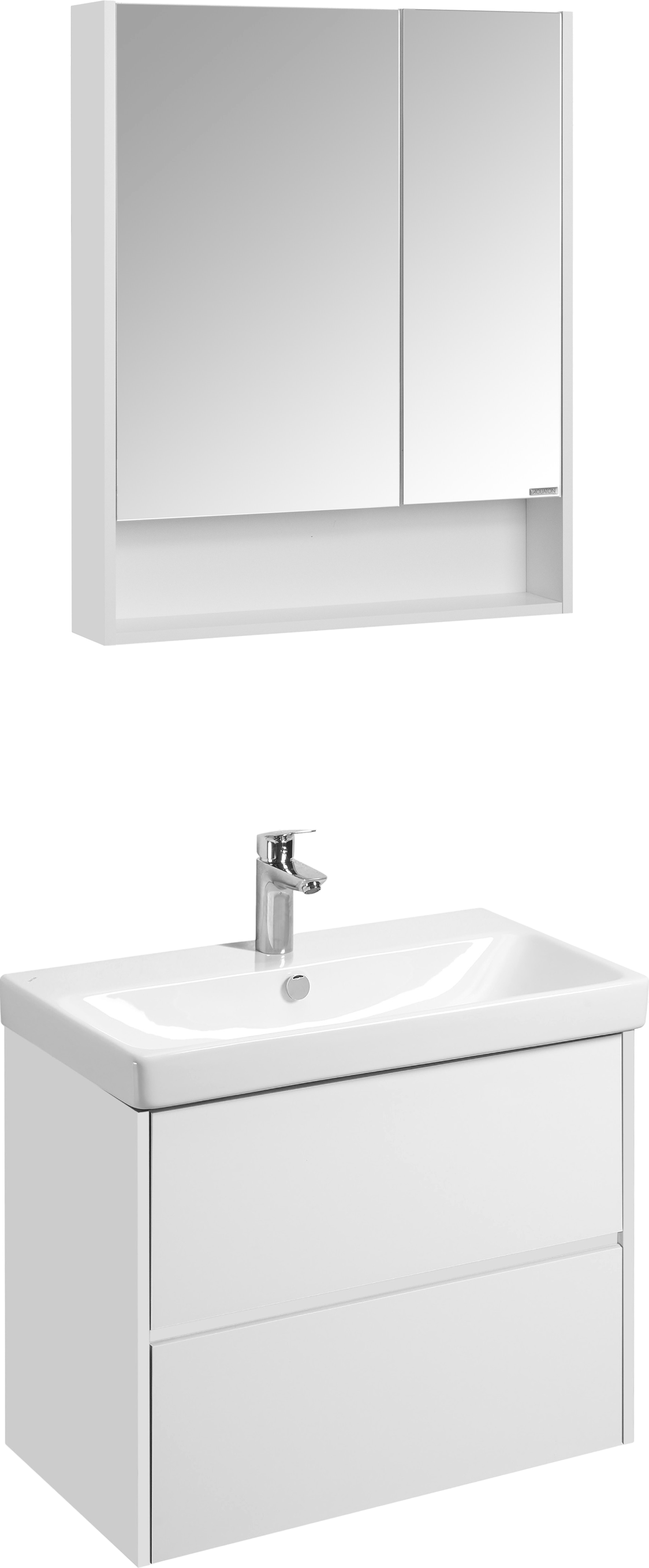 Мебель для ванной комнаты AQUATON Сканди 80 белый глянец, белый матовый, раковина Адриана 80