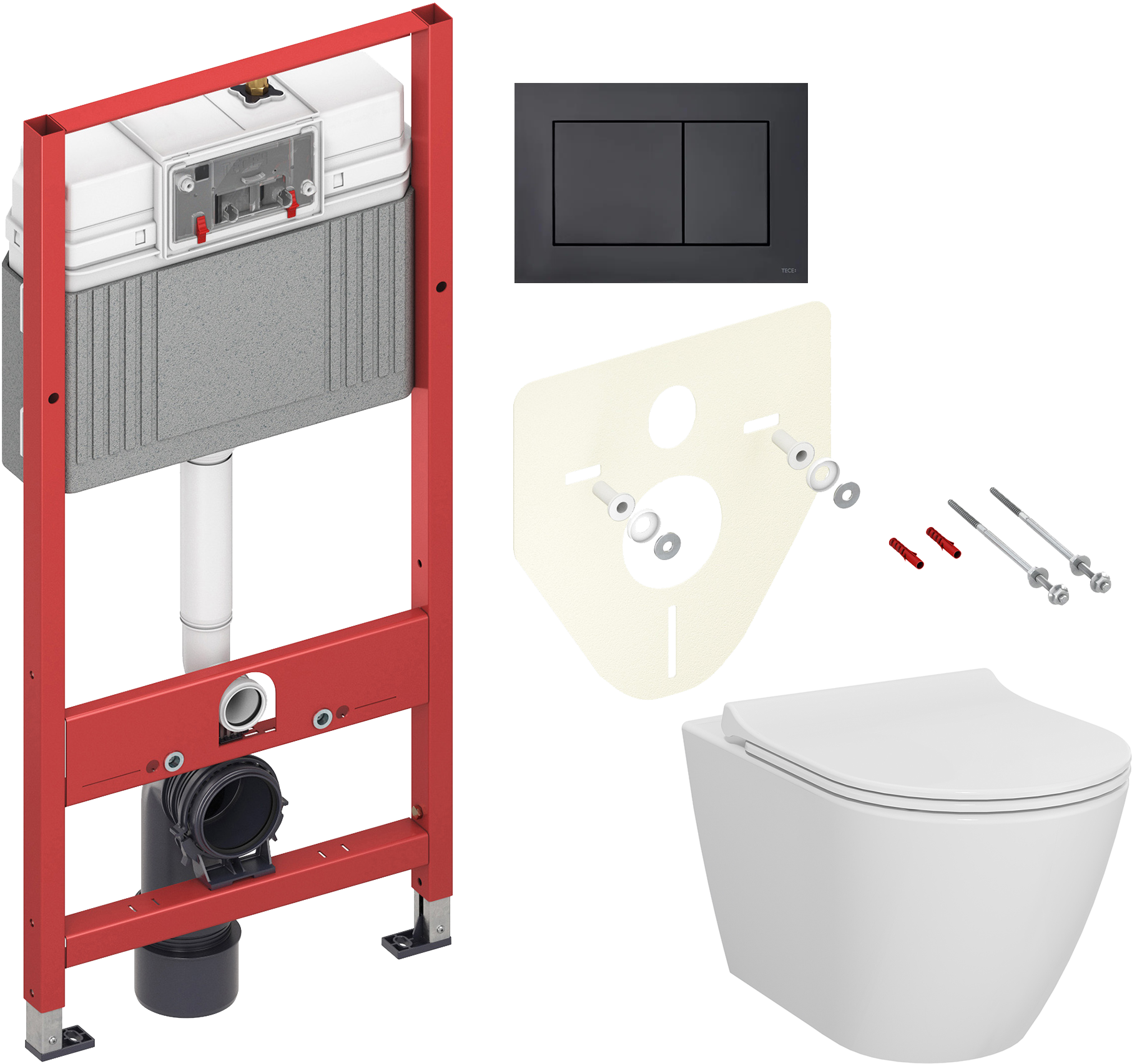 Комплект 3 в 1 Унитаз подвесной VitrA Sanibelle 7551B003-0075 + Сиденье 801-003-019 + Инсталляция с кнопкой TECE Now 9400414