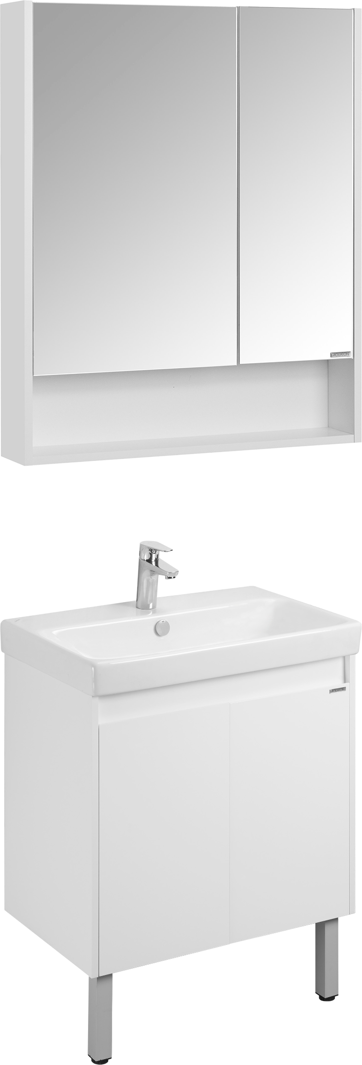 Мебель для ванной комнаты AQUATON Сканди Doors 70 белый глянец, белый матовый, раковина Адриана 70