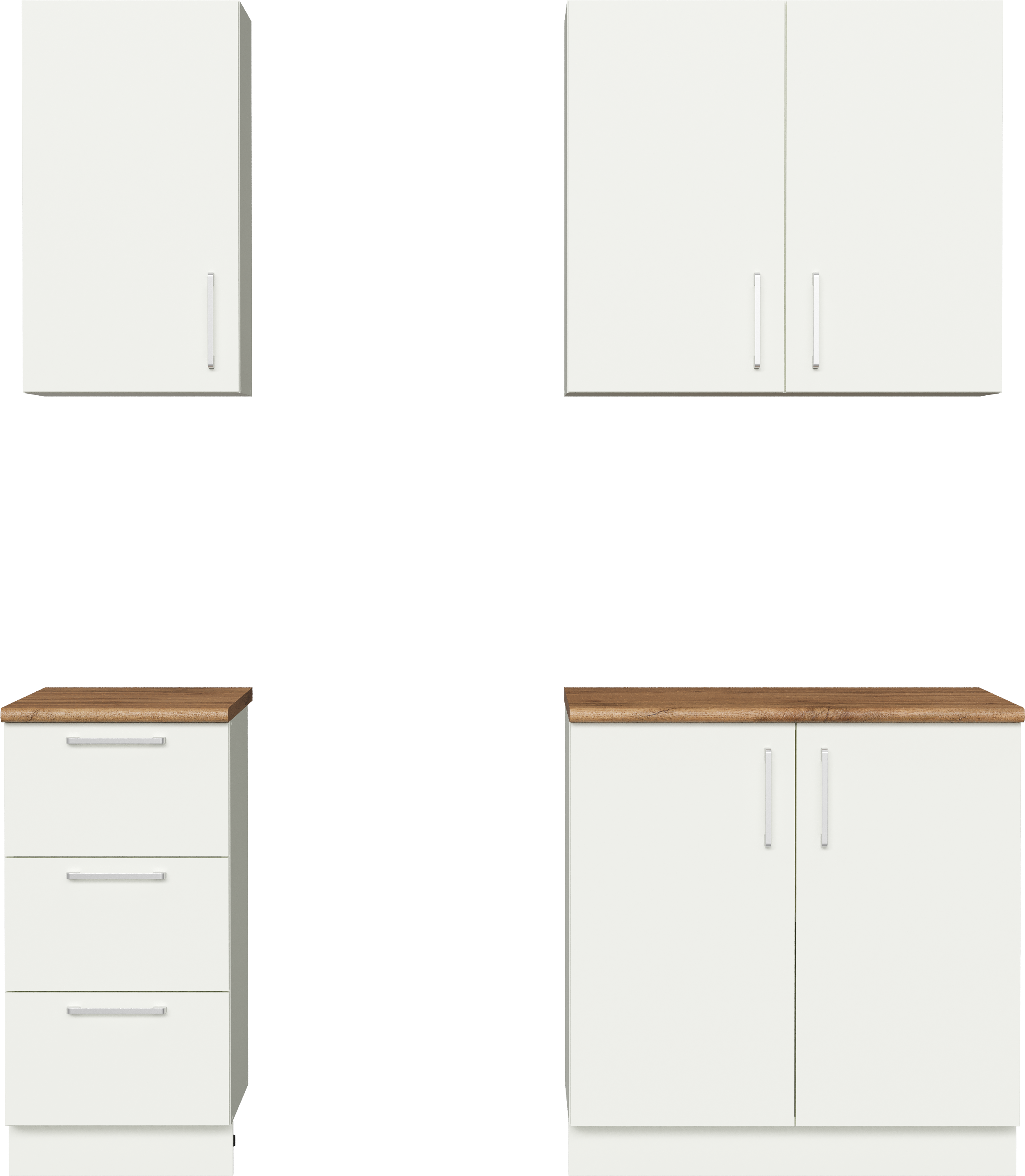 Кухонный гарнитур Domaci Болонья 180 см, фасад белый, ручка хром, столешница дуб вотан KUH-708289
