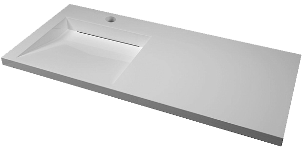 Раковина над стиральной машиной Style Line Estetus Леон 120 L белая, прямоугольная, искусственный камень, со столешницей справа