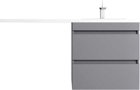 Тумба с раковиной Style Line Даллас Леон 120 R Люкс Plus подвесная, серая матовая, для стиральной машины