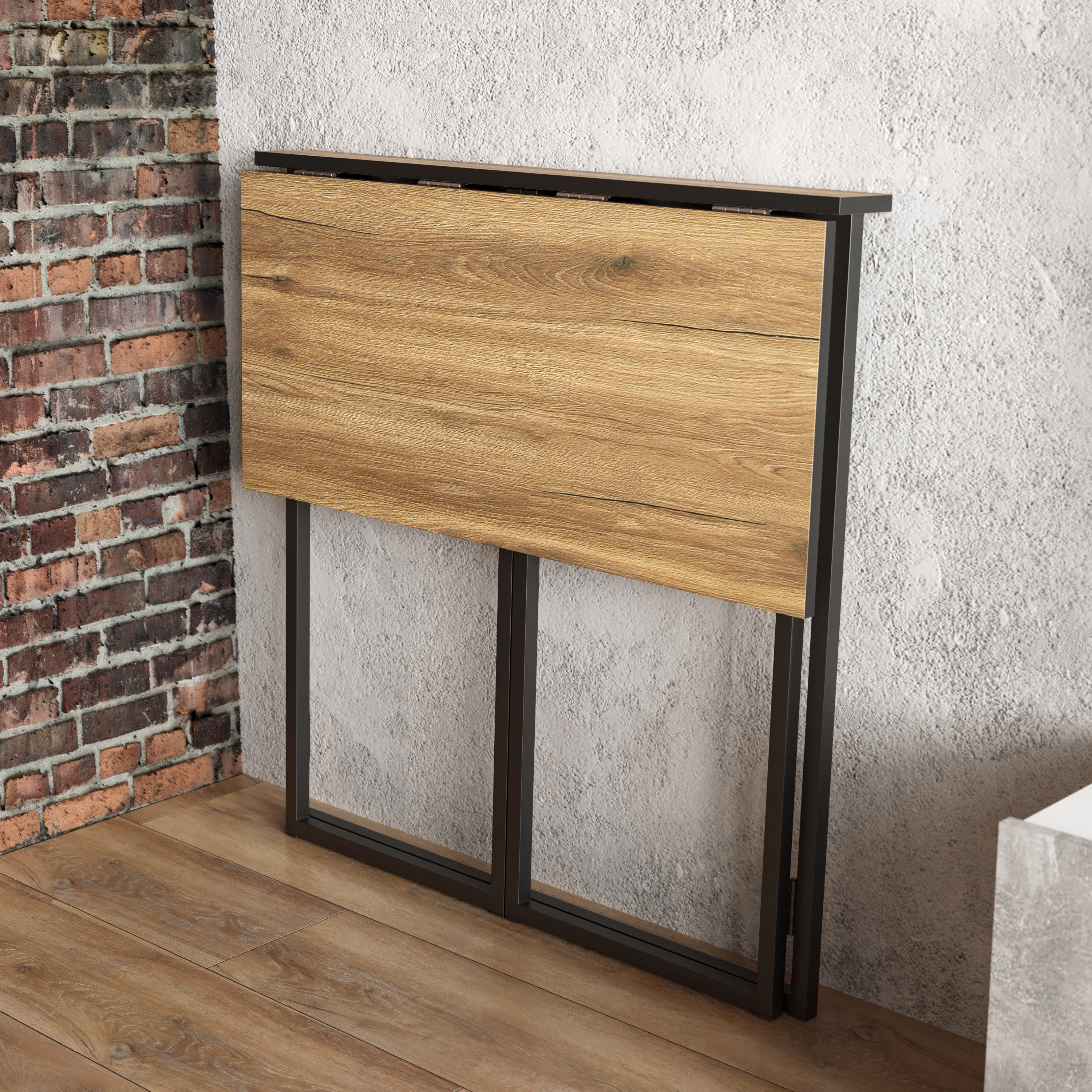 Складной стол DIWO Элиста 80x75 дуб крафт золотой, черный