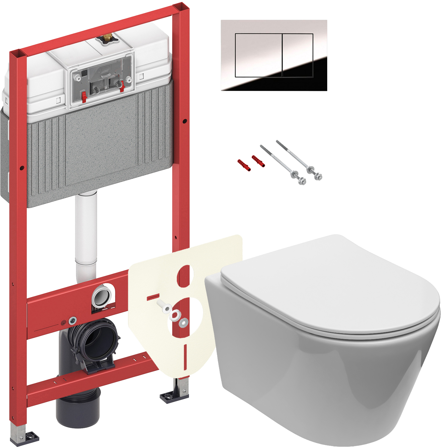 Комплект 2 в 1 Унитаз подвесной Aquanet Logan 340298 + Инсталляция с кнопкой TECE Now 9400412