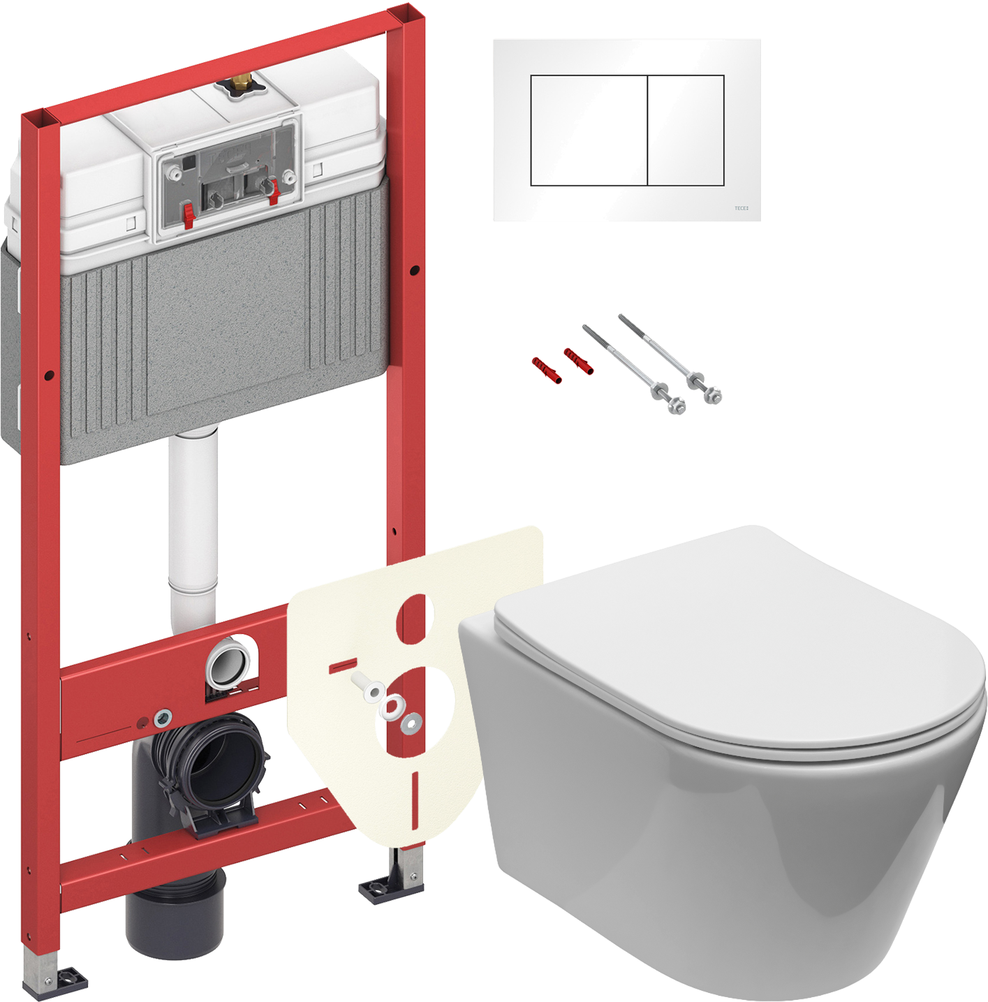 Комплект 2 в 1 Унитаз подвесной Aquanet Logan 340298 + Инсталляция с кнопкой TECE Base 9400413