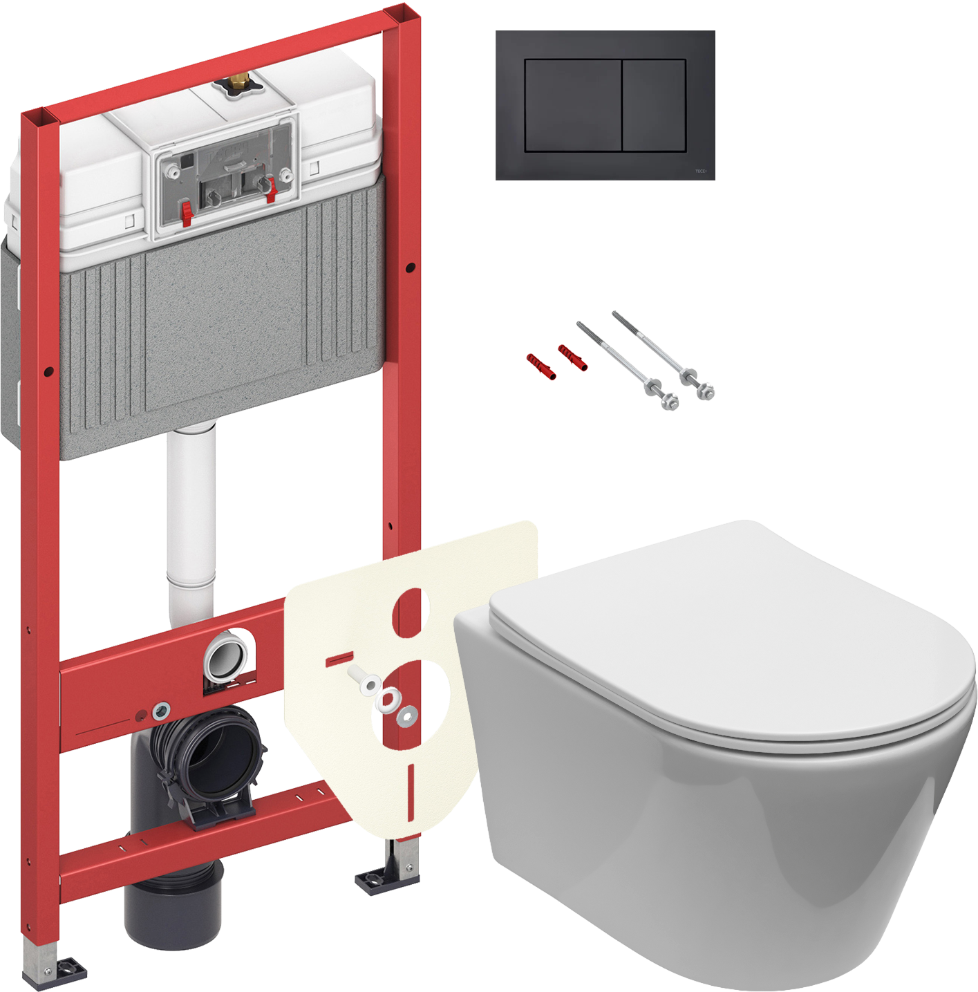 Комплект 2 в 1 Унитаз подвесной Aquanet Logan 340298 + Инсталляция с кнопкой TECE Now 9400414