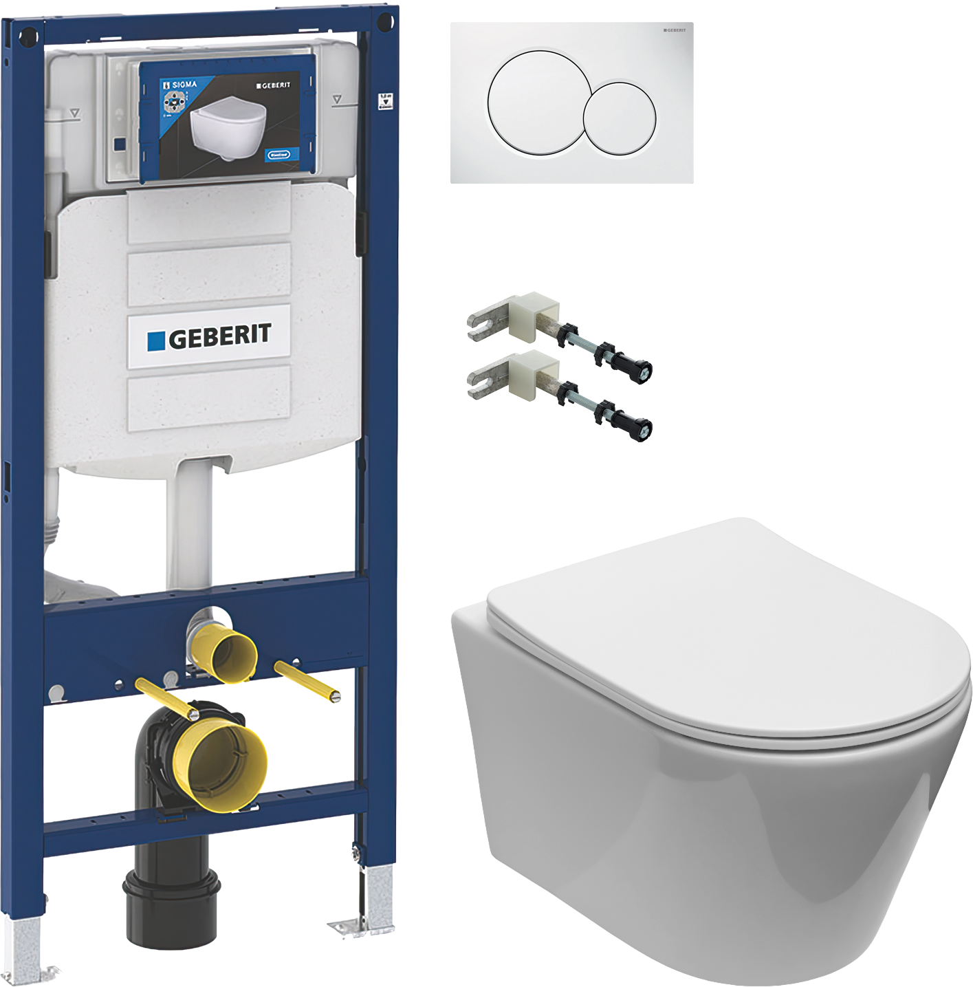 Комплект 4 в 1 Унитаз подвесной Aquanet Logan 340298 + Инсталляция Geberit Duofix 111.300.00.5 + Крепления 111.815.00.1 + Кнопка Sigma 01 115.770.11.5