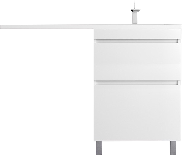 Тумба с раковиной Style Line Даллас Леон 120 R Люкс Plus напольная, белая, для стиральной машины, 2 ящика
