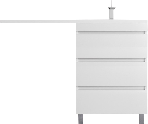 Тумба с раковиной Style Line Даллас Леон 120 R Люкс Plus напольная, белая, для стиральной машины, 3 ящика