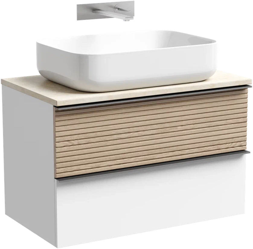Тумба под раковину со столешницей Sancos Delta 80 дуб светлый, белый, столешница бежевая