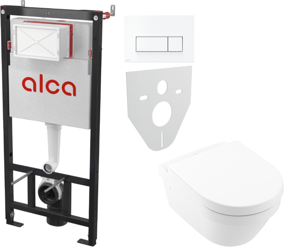 Комплект 2 в 1 Унитаз подвесной Villeroy & Boch Architectura 4694HR01 + Инсталляция с кнопкой AlcaPlast AM101/1120-4:1 M570-VE-01 цвет белый