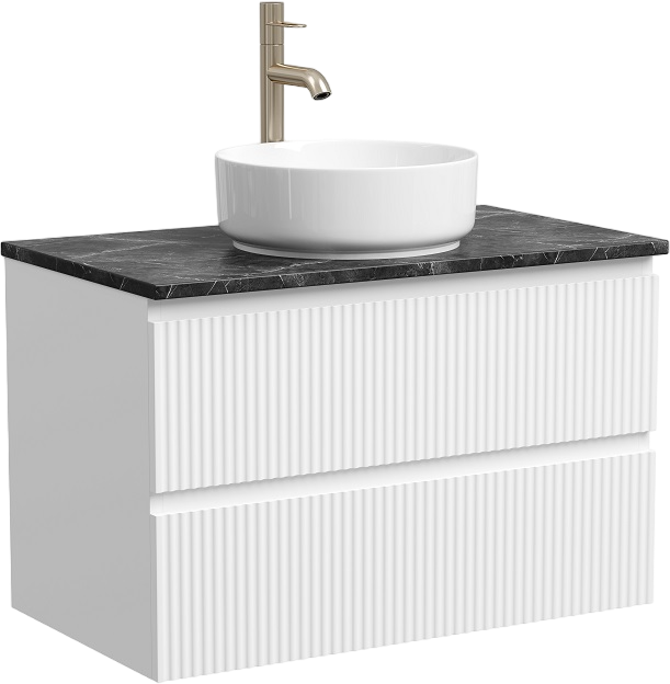 Тумба под раковину со столешницей Sancos Snob R 80 bianco, столешница черный мрамор, с отв. под смеситель