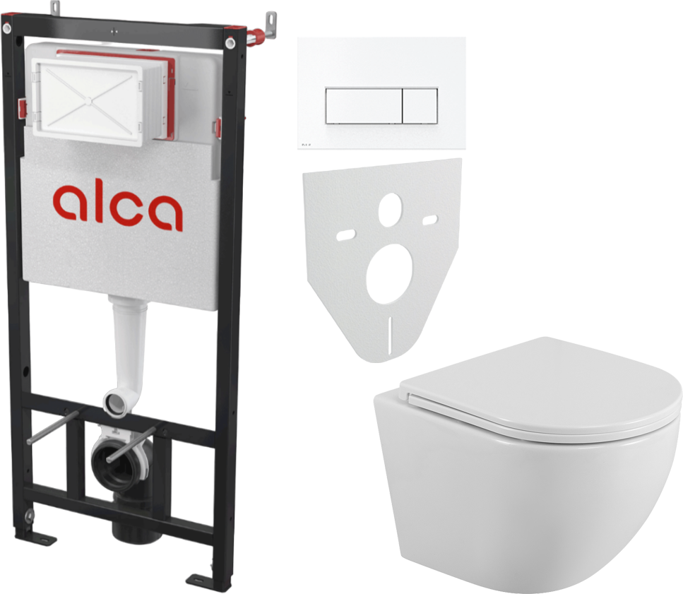 Комплект 2 в 1 Унитаз подвесной BelBagno Uno BB3105CHR/SC + Инсталляция с кнопкой AlcaPlast AM101/1120-4:1 M570-VE-01 цвет белый