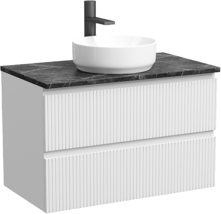 Тумба под раковину со столешницей Sancos Snob T 80 bianco, столешница черный мрамор, с отв. под смеситель