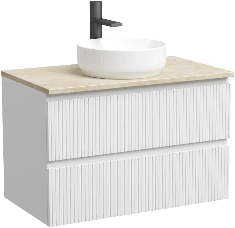 Тумба под раковину со столешницей Sancos Snob T 80 bianco, столешница бежевая, с отв. под смеситель