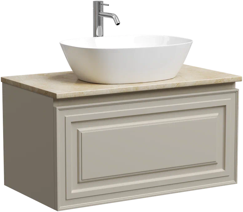 Тумба под раковину со столешницей Sancos Very 80 beige soft, столешница бежевая, с отв. под смеситель