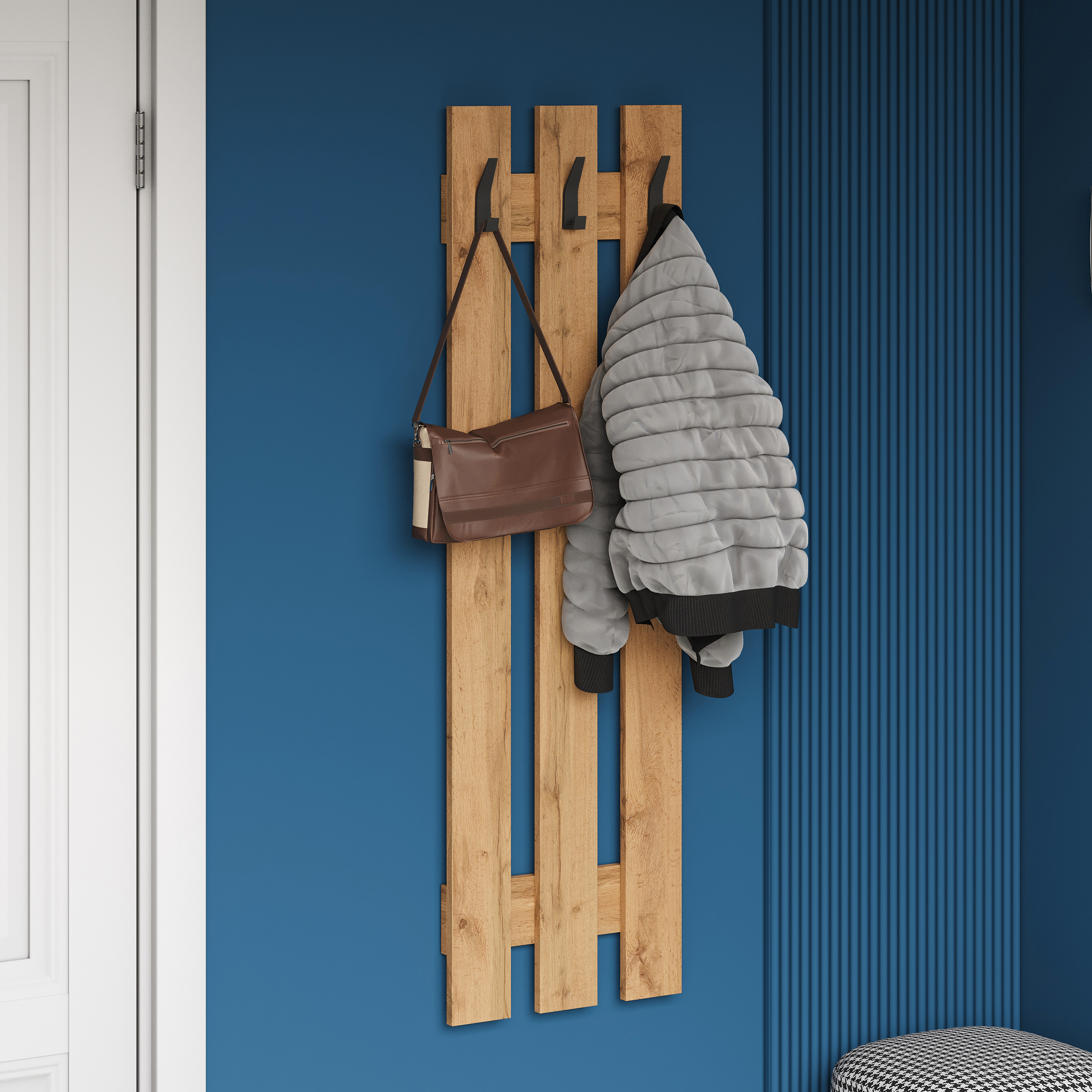 Вешалка для одежды DIWO Кострома 40x135 см без полки, дуб вотан, ручка черная