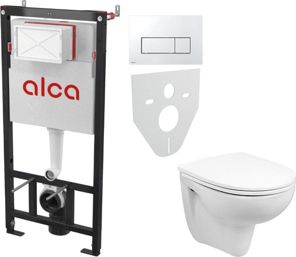 Комплект 2 в 1 Унитаз подвесной Wanfald Lauta 47302100005 + Инсталляция с кнопкой AlcaPlast AM101/1120-4:1 RU M571-0001 цвет хром глянец