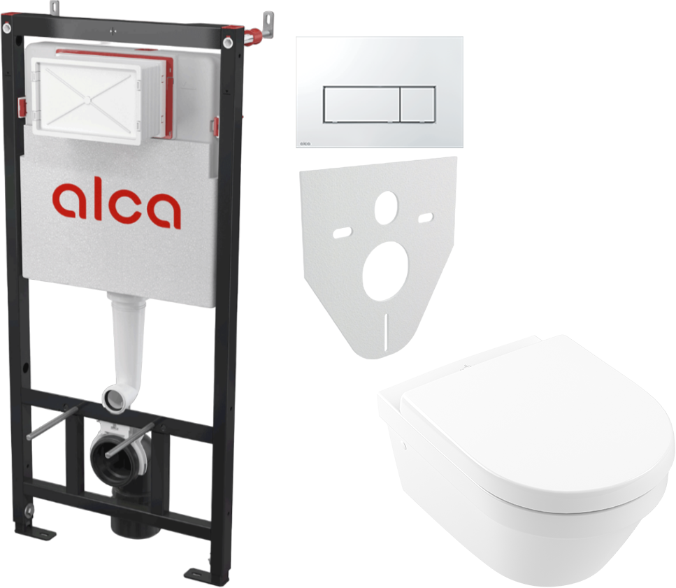 Комплект 2 в 1 Унитаз подвесной Villeroy & Boch Architectura 4694HR01 + Инсталляция с кнопкой AlcaPlast AM101/1120-4:1 RU M571-0001 цвет хром глянец
