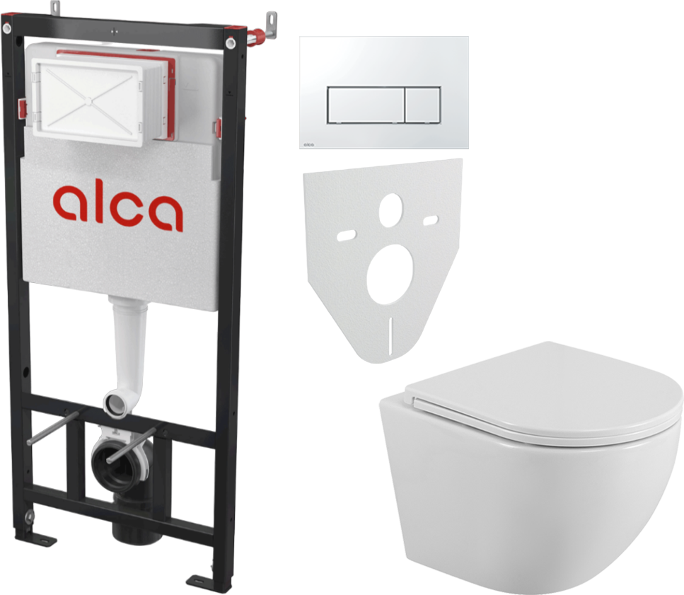 Комплект 2 в 1 Унитаз подвесной BelBagno Uno BB3105CHR/SC + Инсталляция с кнопкой AlcaPlast AM101/1120-4:1 RU M571-0001 цвет хром глянец