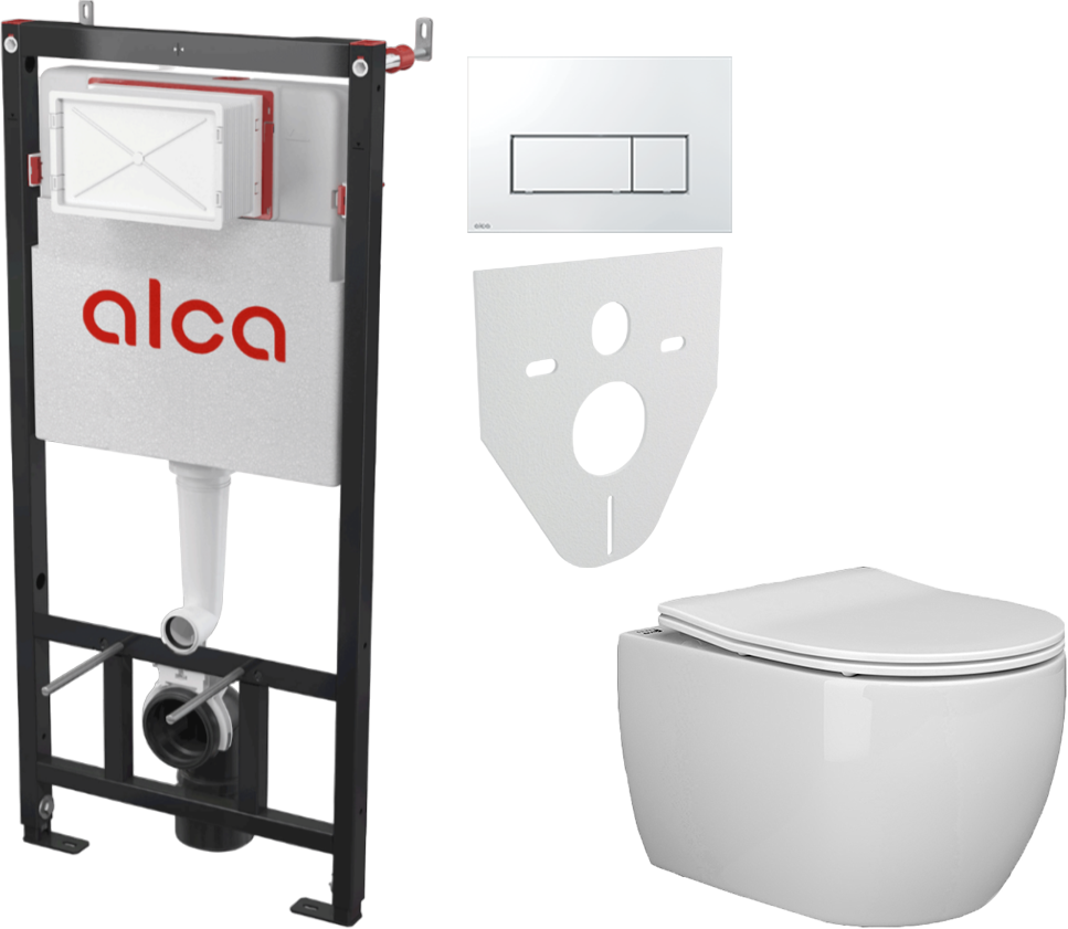 Комплект 2 в 1 Унитаз подвесной Ceramicanova Play CN3001 + Инсталляция с кнопкой AlcaPlast AM101/1120-4:1 RU M571-0001 цвет хром глянец
