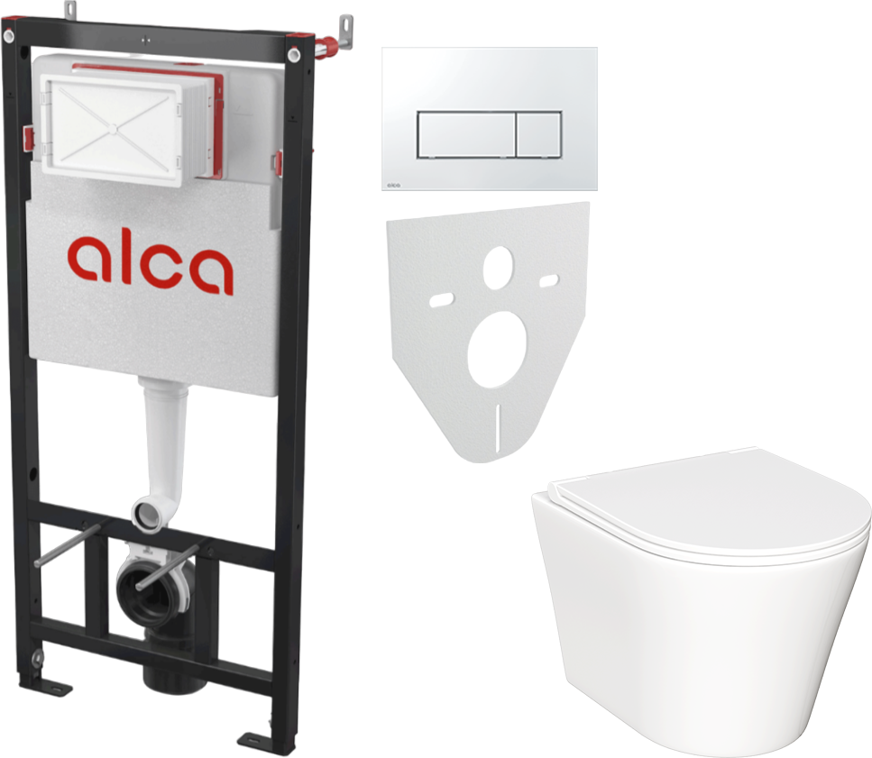 Комплект 2 в 1 Унитаз подвесной Ceramicanova Forma CN3011 + Инсталляция с кнопкой AlcaPlast AM101/1120-4:1 RU M571-0001 цвет хром глянец