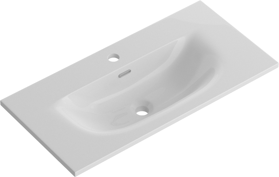 Мебельная раковина BelBagno BB-8099-3-80 накладная, глянцевая белая, прямоугольная, фаянс