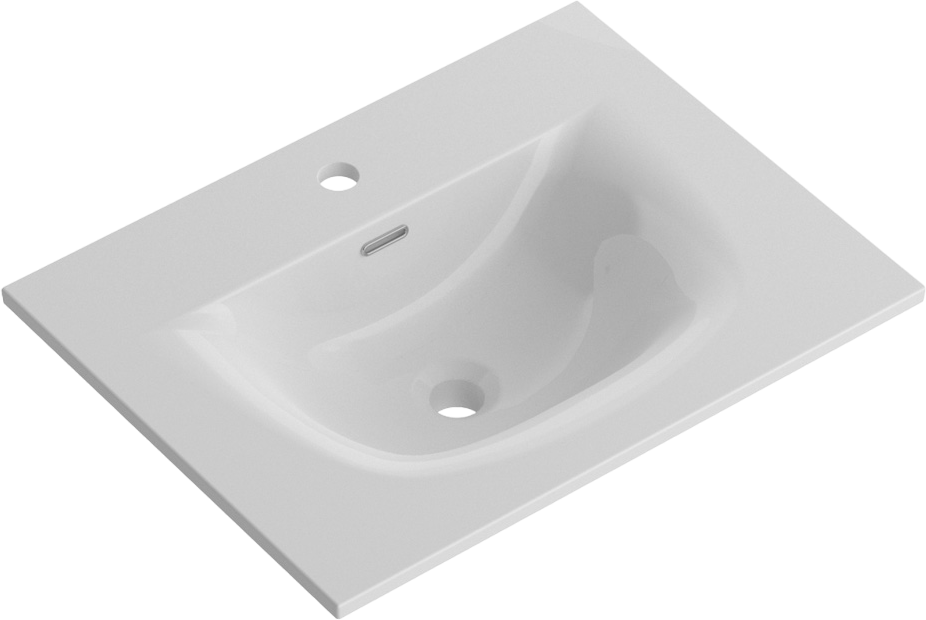 Мебельная раковина BelBagno BB-8099-3-70 накладная, глянцевая белая, прямоугольная, фаянс