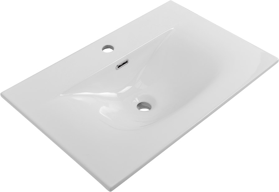 Мебельная раковина BelBagno BB-8099-70 накладная, глянцевая белая, прямоугольная, фаянс