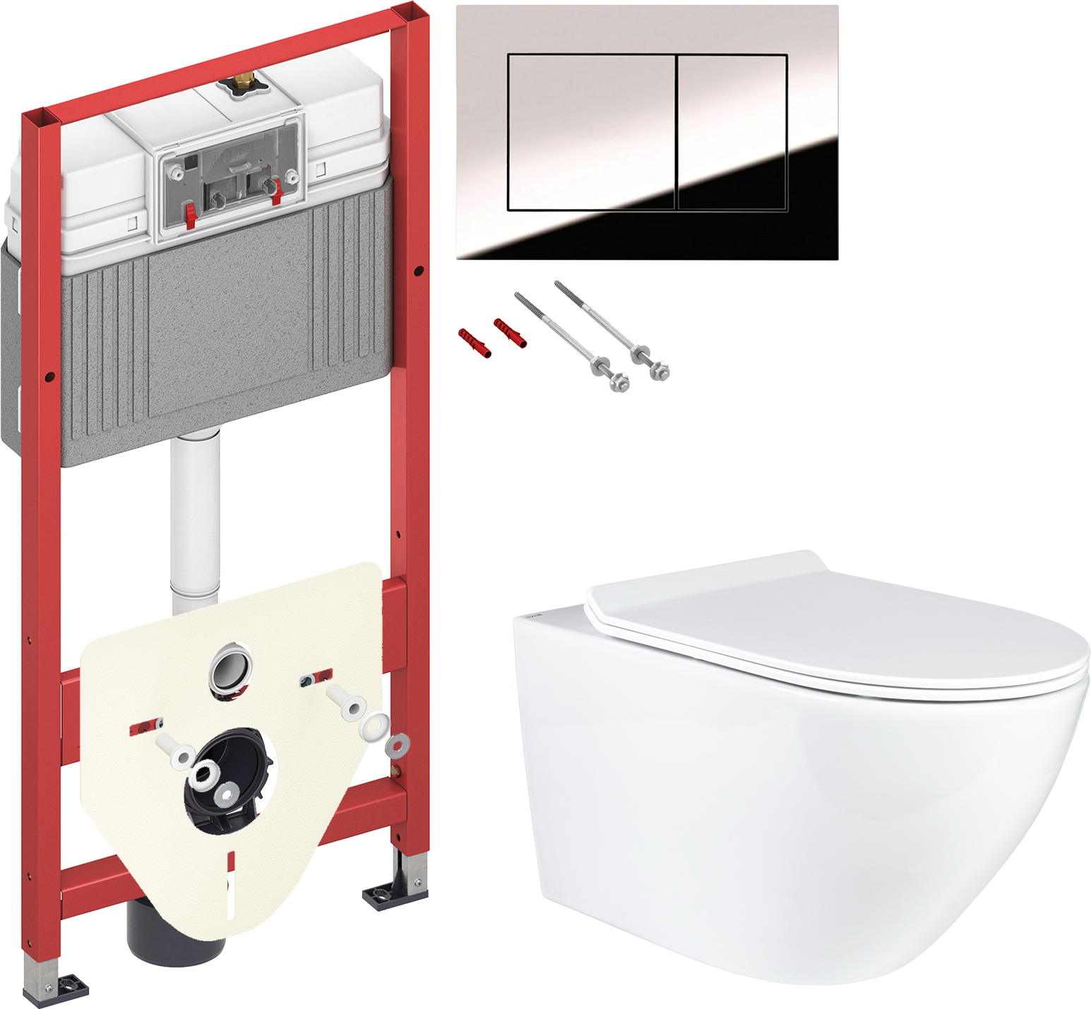 Комплект 2 в 1 Унитаз подвесной BOND Oval F01-10Long + Инсталляция с кнопкой TECE Now 9400412