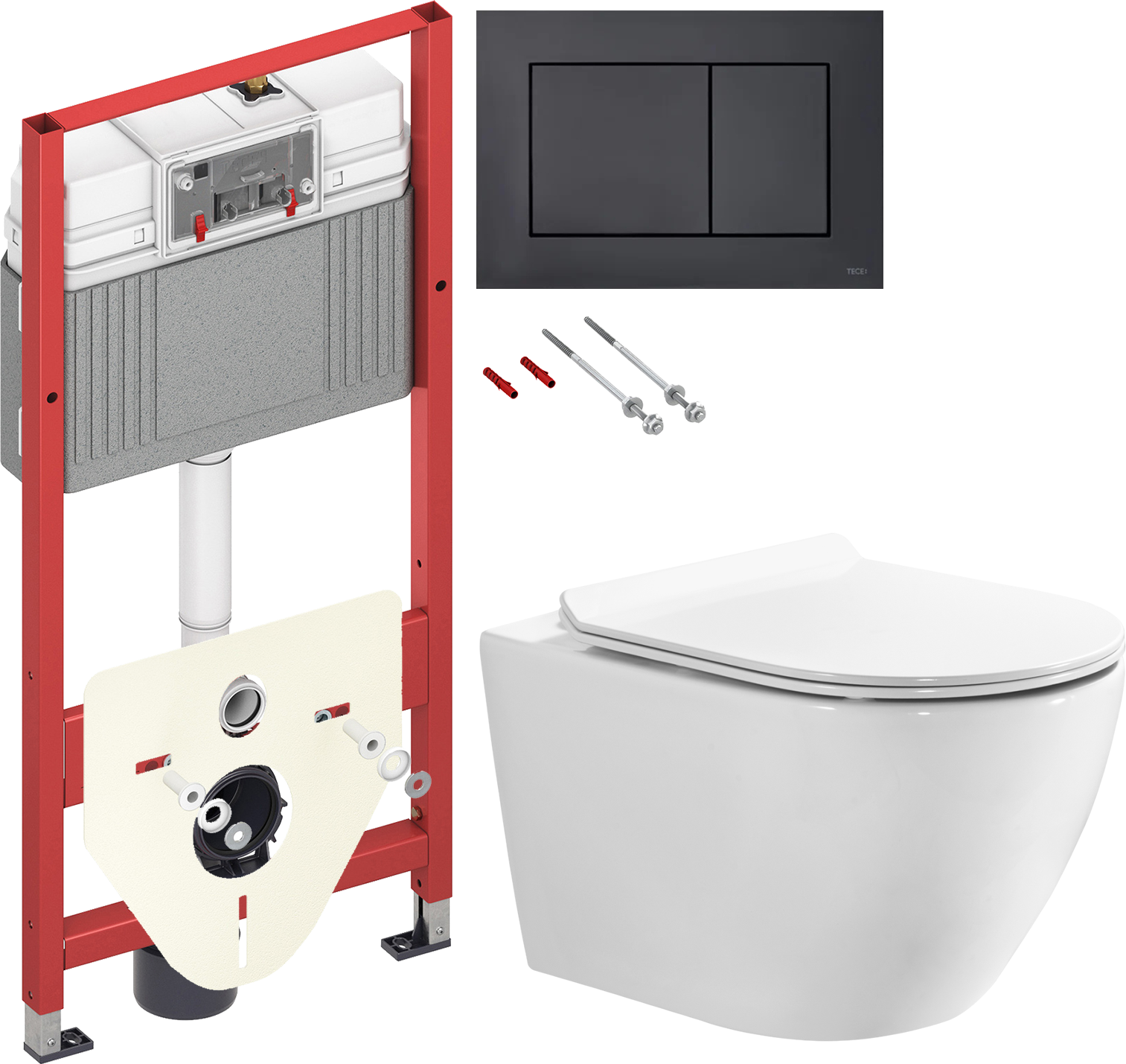 Комплект 2 в 1 Унитаз подвесной BOND Oval F12-10 + Инсталляция с кнопкой TECE Now 9400414