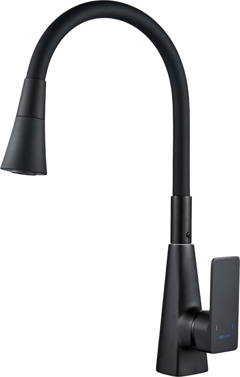 Смеситель для кухни Shevanik S543H-3 с гибким изливом, черный