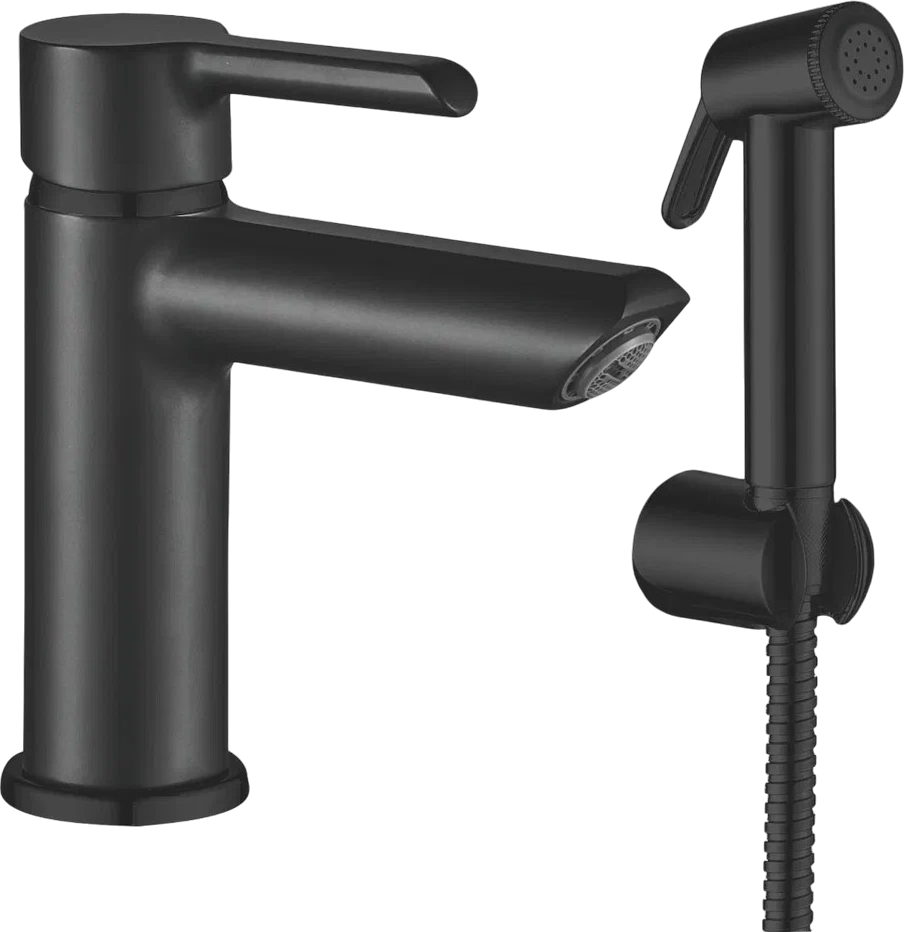 Комплект для раковины Shevanik S6071H с гигиеническим душем, матовый черный