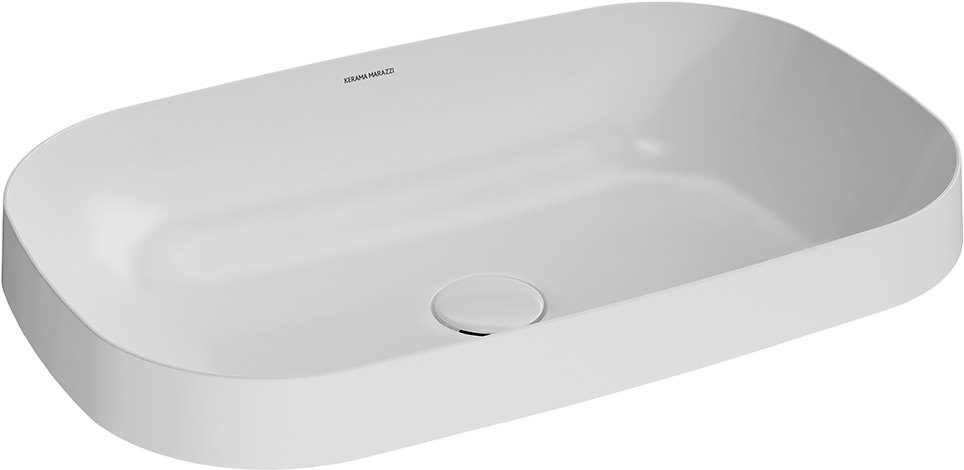 Накладная раковина KERAMA MARAZZI Magica 66 глянцевая белая, прямоугольная, фаянс