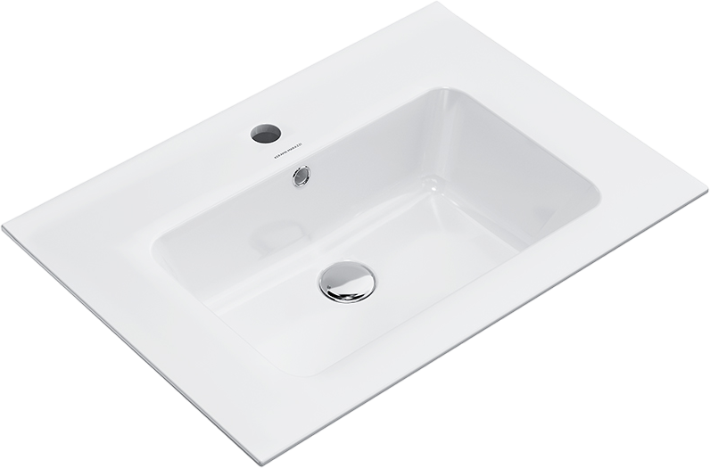 Мебельная раковина KERAMA MARAZZI Piano 65 накладная, белая, прямоугольная, фаянс