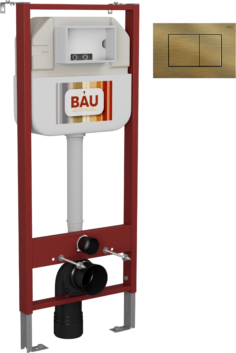 Комплект Инсталляция Bauedge Neo NEO45700 цвет красный + Кнопка Stil Q00012 цвет бронза