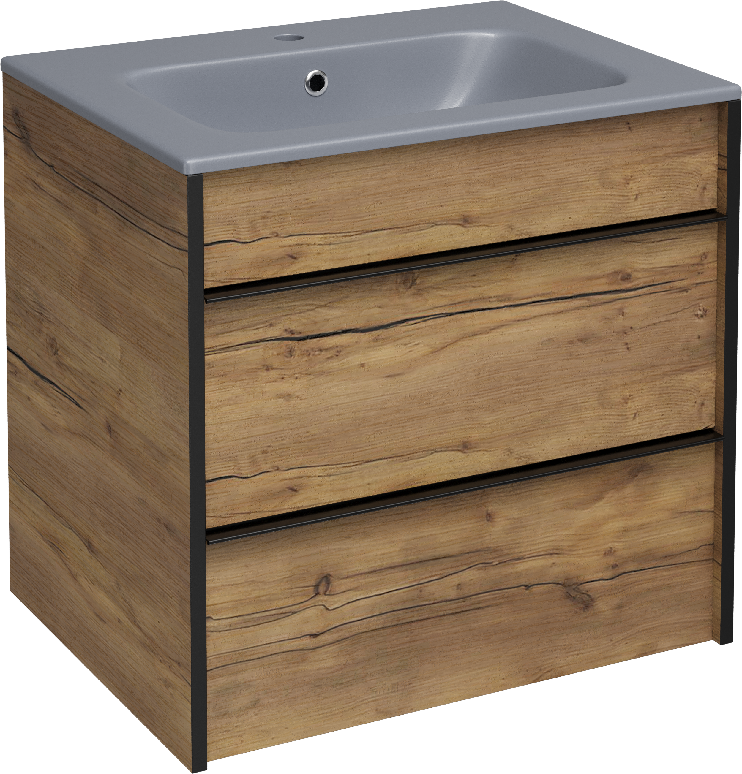 Тумба с раковиной STWORKI Гриндстед 60 дуб таксония, раковина 43061-112-KL антрацит